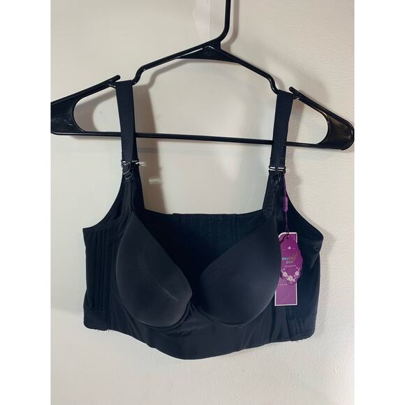 Mushiq Size 38/85 Balconette Bra Black Adjustable Hook and Eye Back - Picture 2 of 6